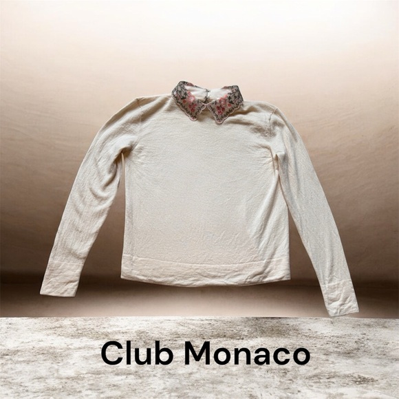 Club Monaco Tops - Club Monaco Cream Sweater with Floral Embellishments